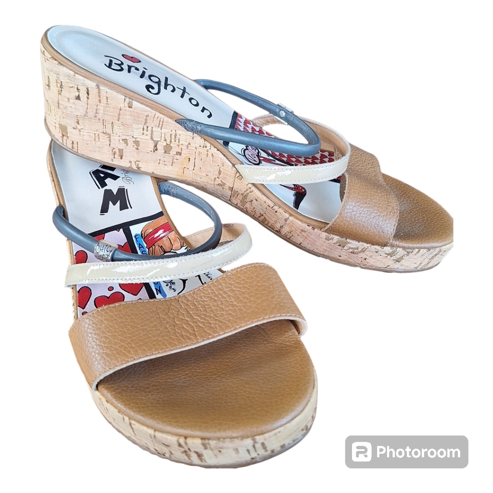 Brighton Harper Glam Cork Wedge Sandals - Size 10M